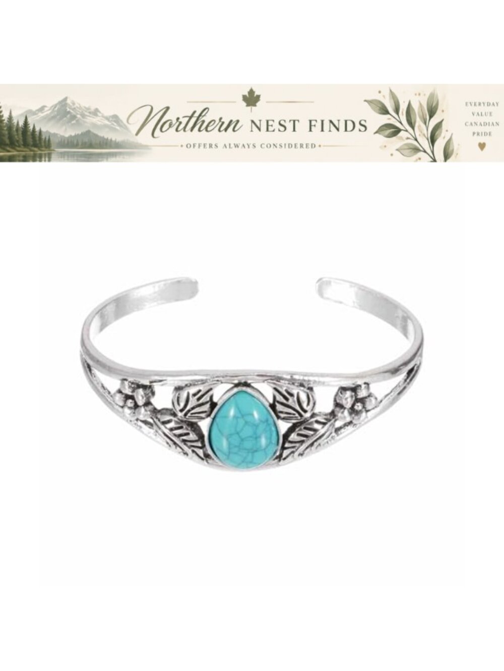 Turquoise Open Cuff Bracelet Adjustable Stackable Bohemian Wrist Band